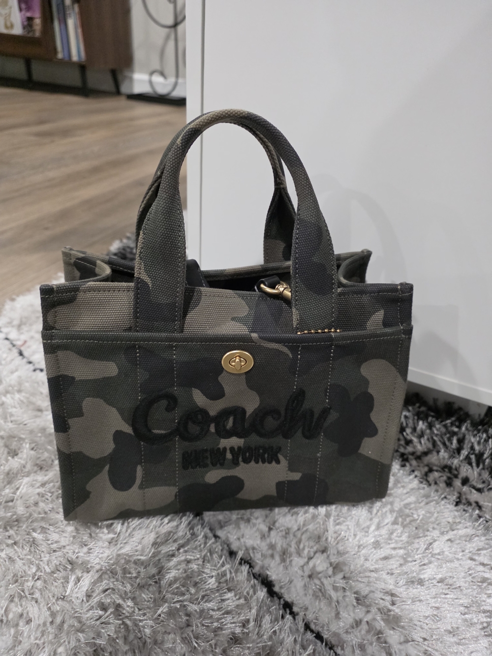 Coach Camo Canvas Tote in Olive and Black